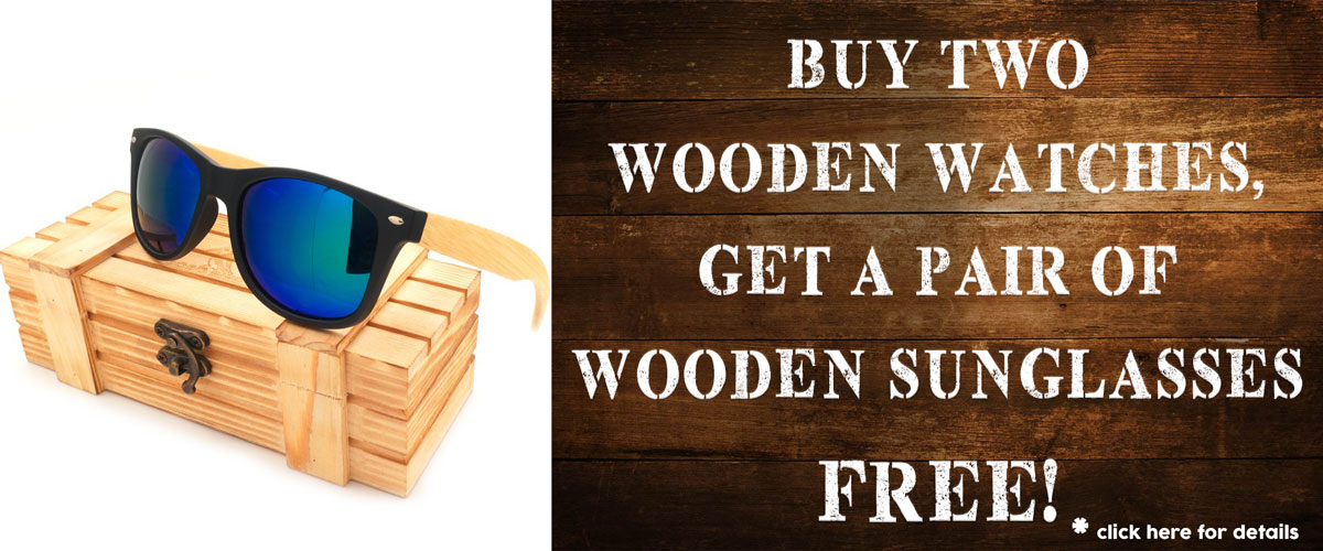 Buy 2 wooden watches get wood sunglasses free